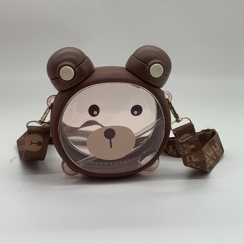 A32-AX-2126 Cute Double-drinking Cup, Children's Straw Cup, Cocoa Bear Double-drinking Cold Water Cup, Student Carrier Cup details Picture