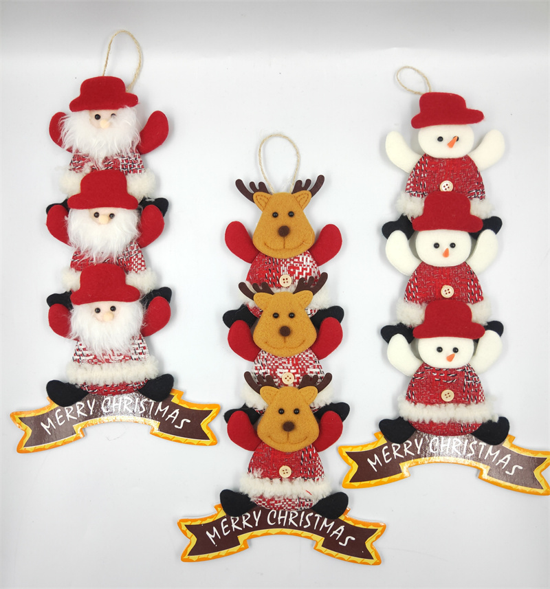 Xiangzhou Christmas Factory offers direct sales of Christmas doll pendants, Christmas fabric figurines, Santa Claus, snowman and reindeer fabric pendants details Picture