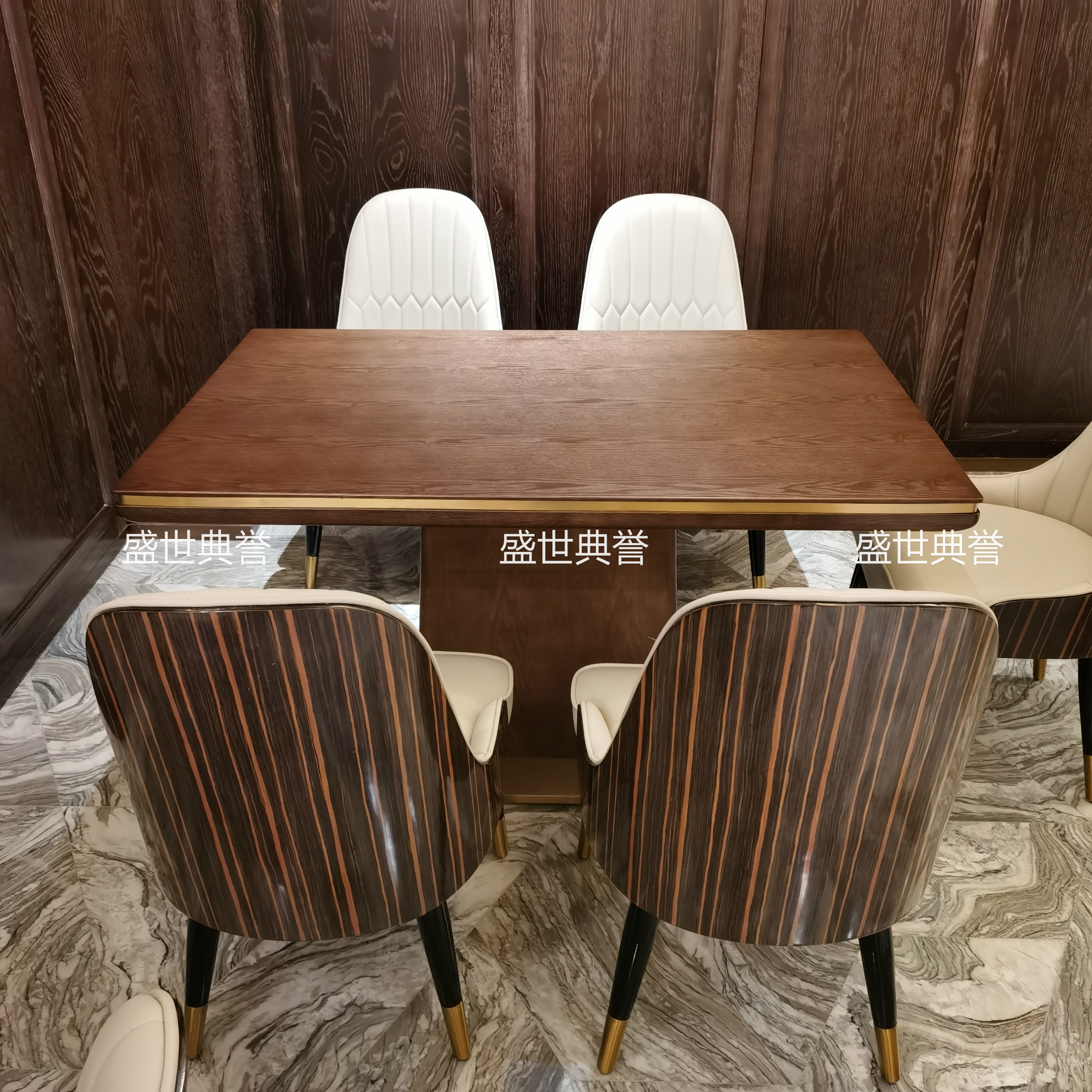 上海度假酒店西餐桌椅海鲜餐厅轻奢实木椅饭店自助餐厅实木餐桌椅详情图1