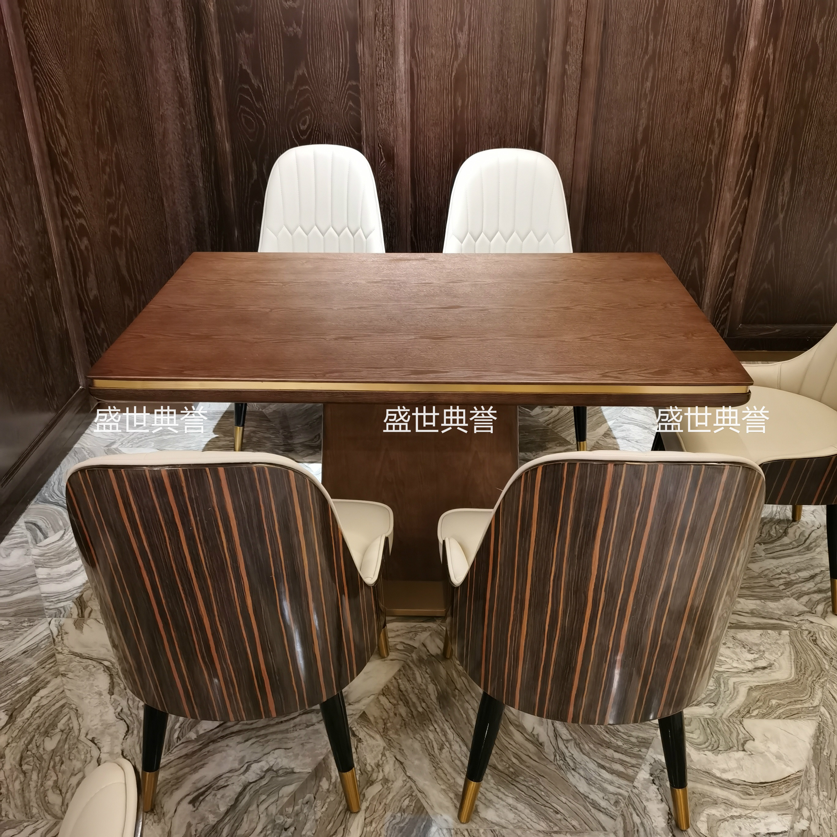 上海度假酒店西餐桌椅海鲜餐厅轻奢实木椅饭店自助餐厅实木餐桌椅