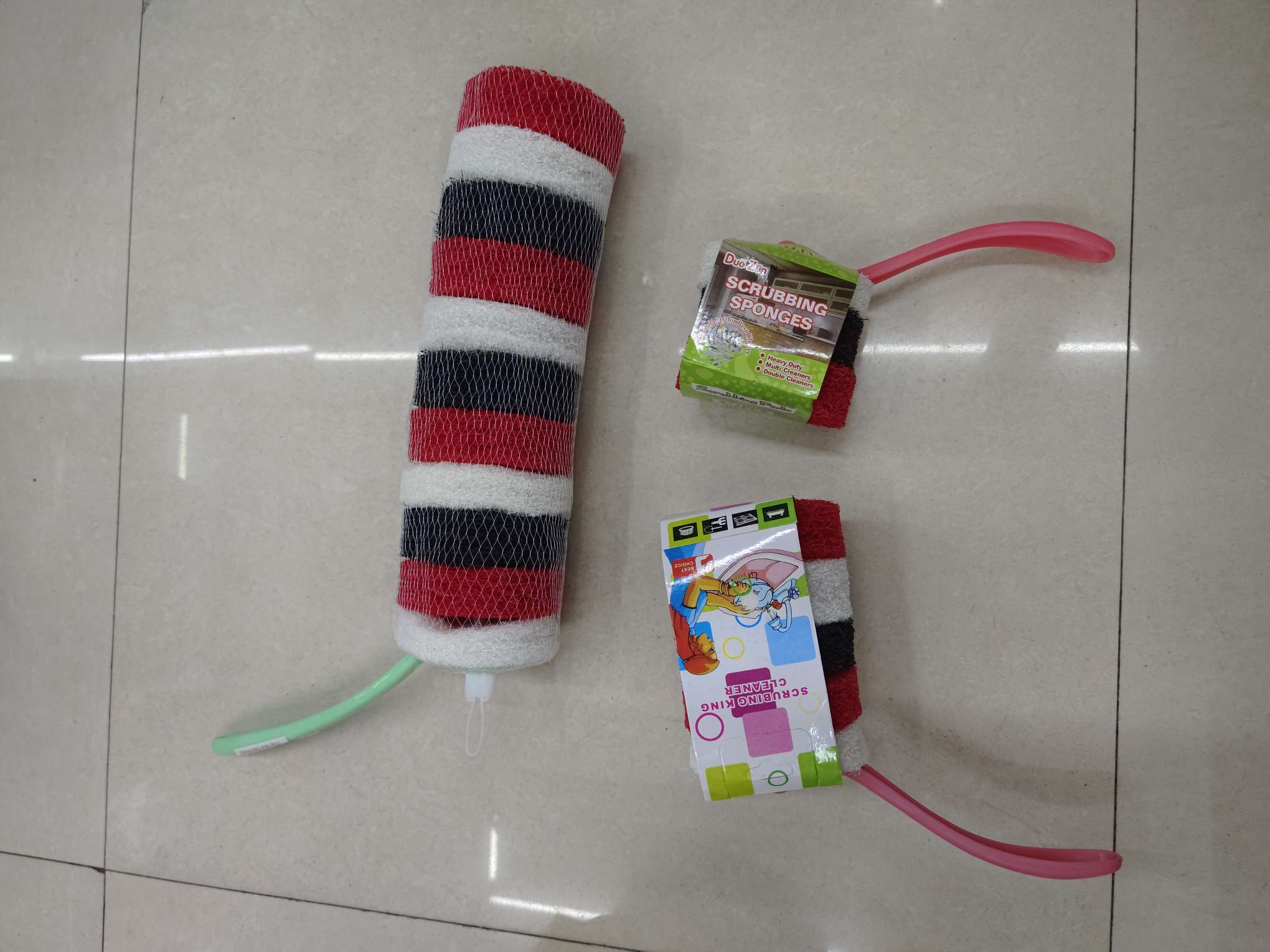 Item No. : JSJFW-803 Sink brush Sponge cleaning brush with handle, pot brush 20 pieces 0.6 color scouring pads plus one replaceable handle detail image 8