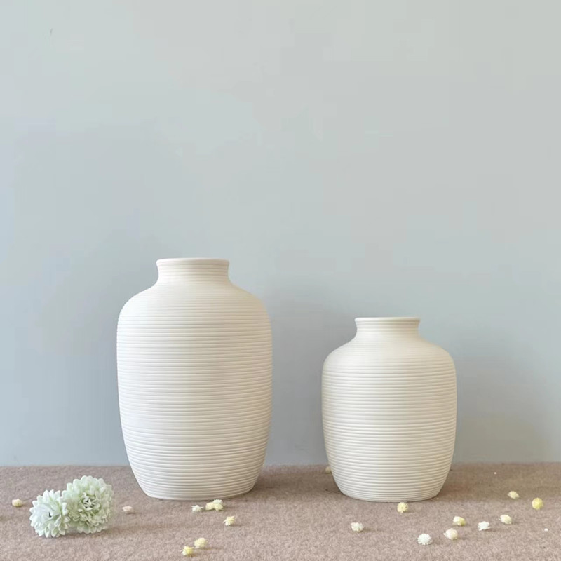 细口北欧白色陶瓷小花瓶摆件客厅插花创意干花花器中式风格家居装饰品详情4