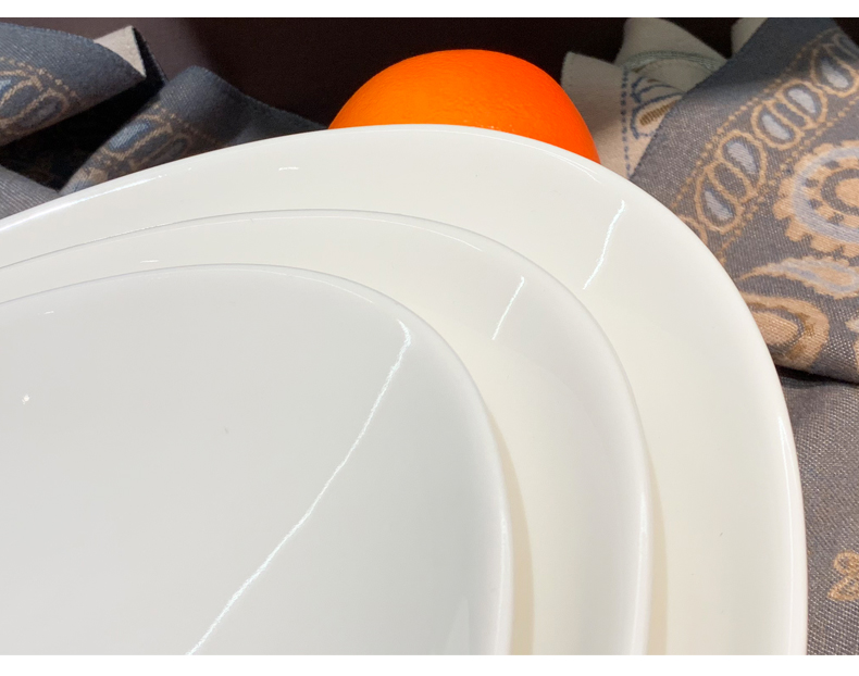 酒店用品陶瓷餐具12/14/16寸斜口盘餐厅饭店椭圆异形碗汤菜碗外贸西餐汤碗可定制批发详情6