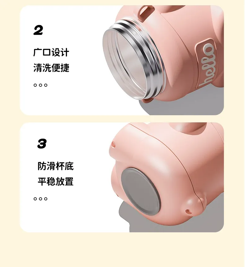 S98-YHSQ2010 Little Bear Children's Insulated Cup, Straw Water Cup, Food-grade 316 material Baby water bottle detail image 16