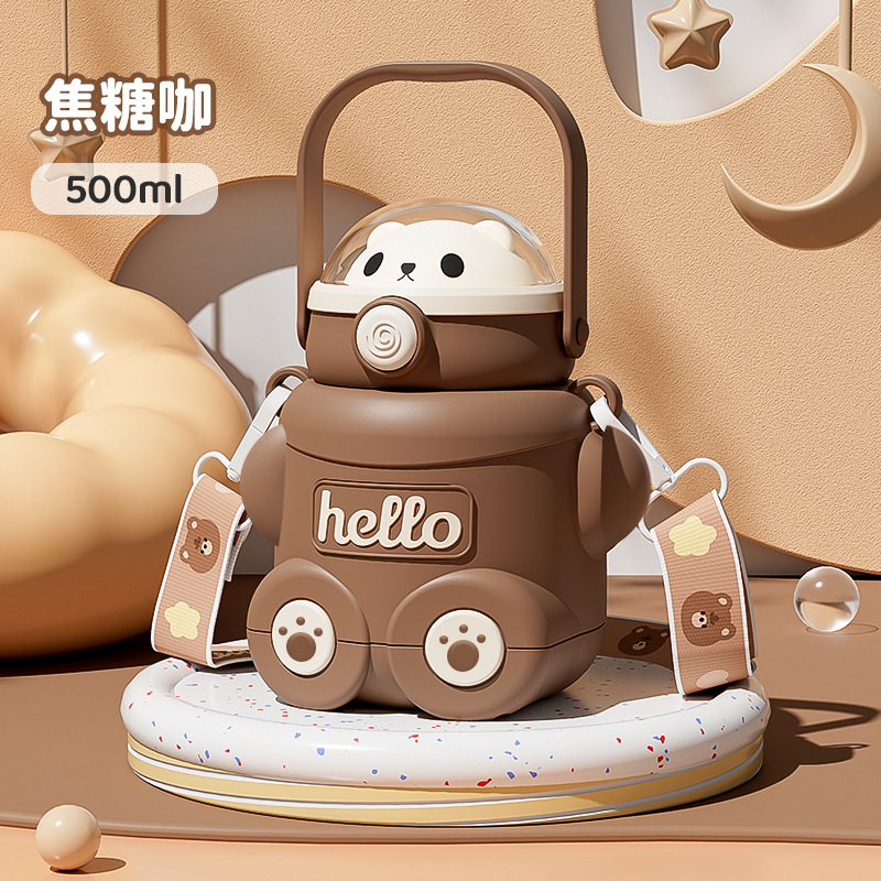 S98-YHSQ2010 Little Bear Children's Insulated Cup, Straw Water Cup, Food-grade 316 material Baby water bottle Item Picture