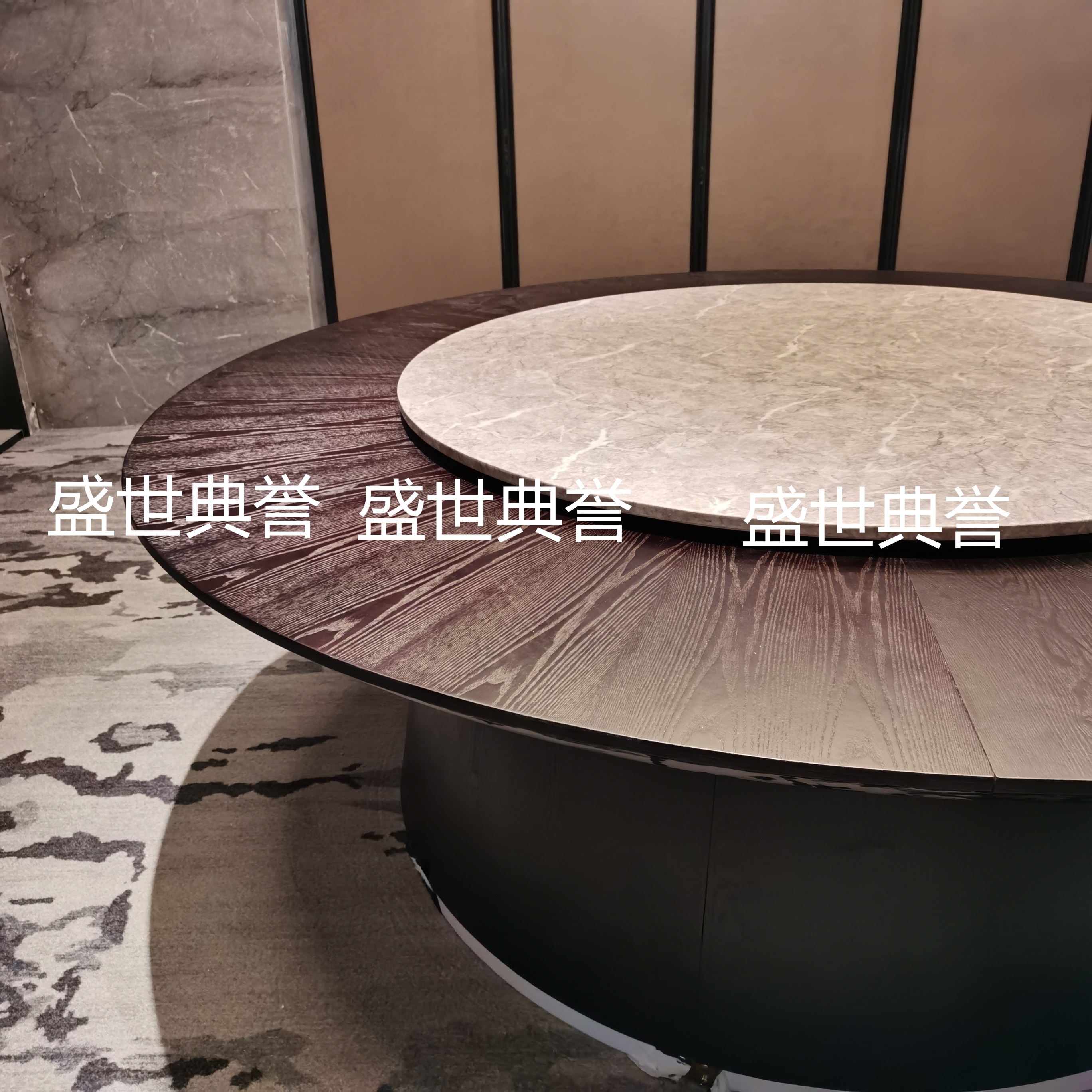 丹东海鲜酒店实木电动餐桌椅星级酒店电动转盘餐桌餐厅包厢大圆桌