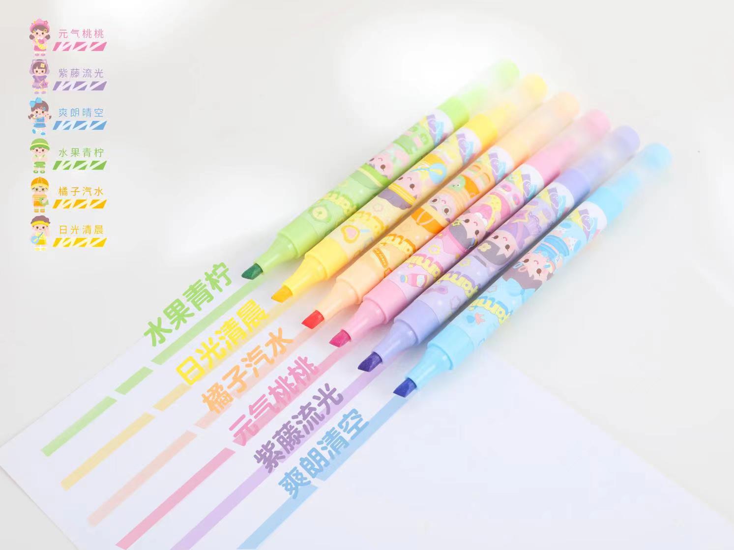 Dopamine-Colored Double-Head Erasable Highlighter Color Lines Highlight The Large Volume Of Eye Care Students And Children Item Picture