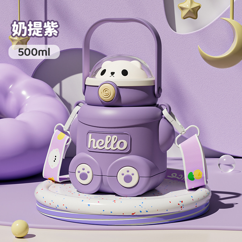 S98-YHSQ2010 Little Bear Children's Insulated Cup, Straw Water Cup, Food-grade 316 material Baby water bottle Specification image