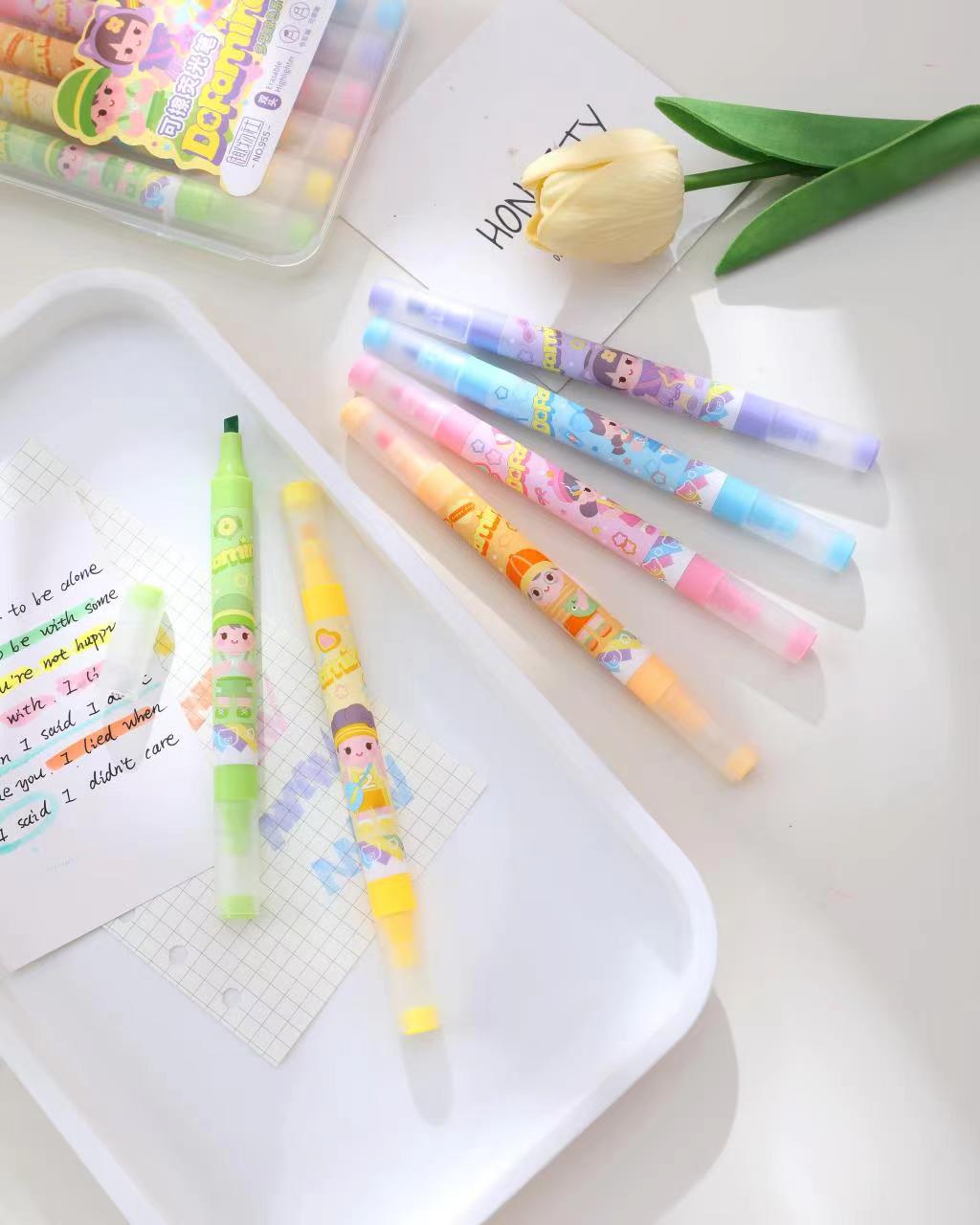 Dopamine-Colored Double-Head Erasable Highlighter Color Lines Highlight The Large Volume Of Eye Care Students And Children details Picture