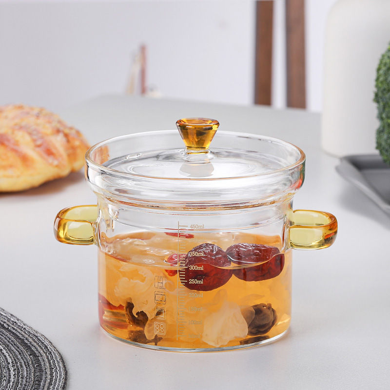 Stock Steamed Egg Bowl High Borosilicate Glass Stew Pot Soup Pot Bird's Nest Bowl Household Steamed Chicken Egg Soup Bowl With Graduated Glass Bowl details Picture