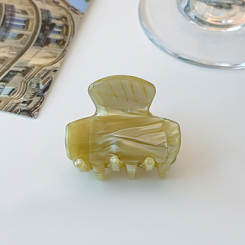 芥末绿色韩国醋酸豹纹发夹女小号后脑勺抓夹固定头发夹子精致发卡发抓头饰                          