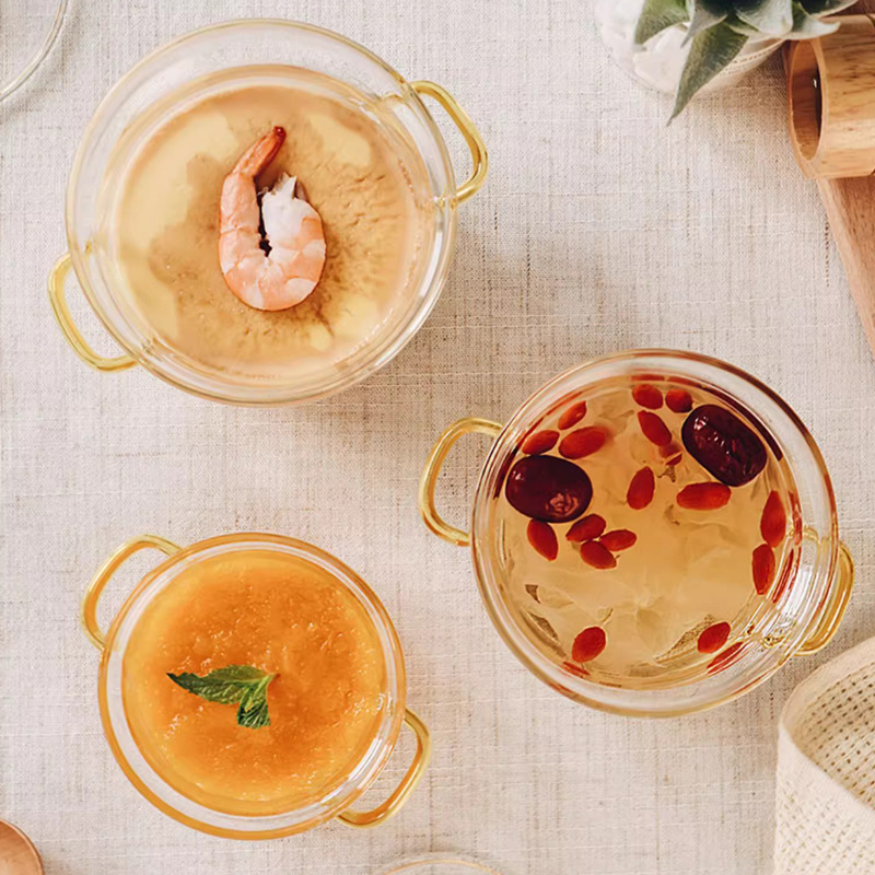 Stock Steamed Egg Bowl High Borosilicate Glass Stew Pot Soup Pot Bird's Nest Bowl Household Steamed Chicken Egg Soup Bowl With Graduated Glass Bowl Application Scenario