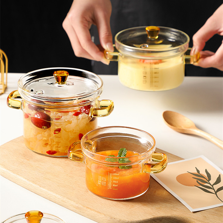 Stock Steamed Egg Bowl High Borosilicate Glass Stew Pot Soup Pot Bird's Nest Bowl Household Steamed Chicken Egg Soup Bowl With Graduated Glass Bowl Item Picture