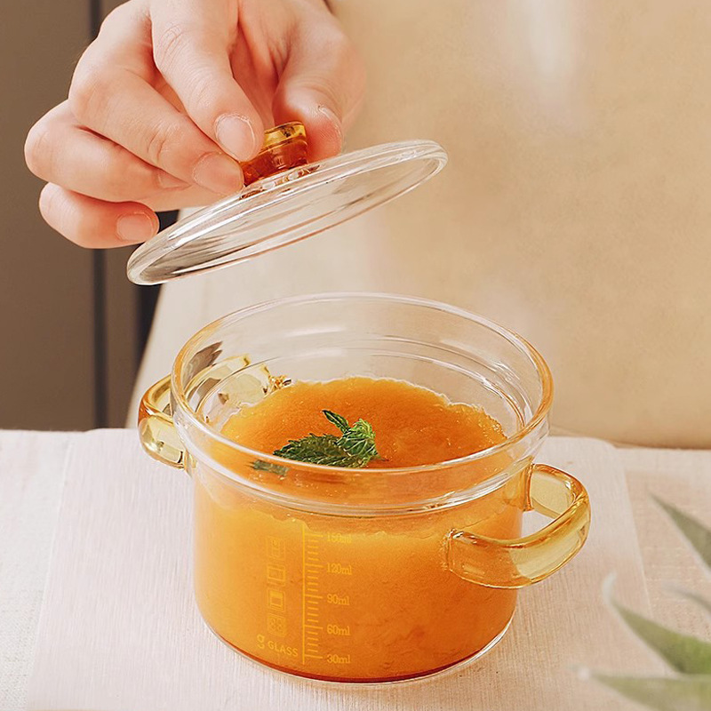 Stock Steamed Egg Bowl High Borosilicate Glass Stew Pot Soup Pot Bird's Nest Bowl Household Steamed Chicken Egg Soup Bowl With Graduated Glass Bowl Specification drawing