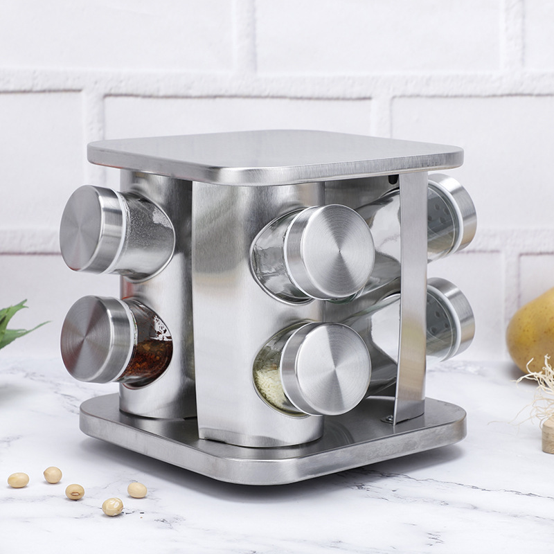 DF99666 Spice jar New kitchen rotating spice jar rack Multi-functional spice rack Porous stainless steel kitchen storage rack Wholesale DF TRADING HOUSE