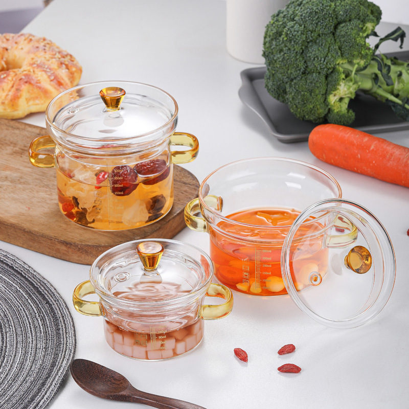 Stock Steamed Egg Bowl High Borosilicate Glass Stew Pot Soup Pot Bird's Nest Bowl Household Steamed Chicken Egg Soup Bowl With Graduated Glass Bowl details Picture