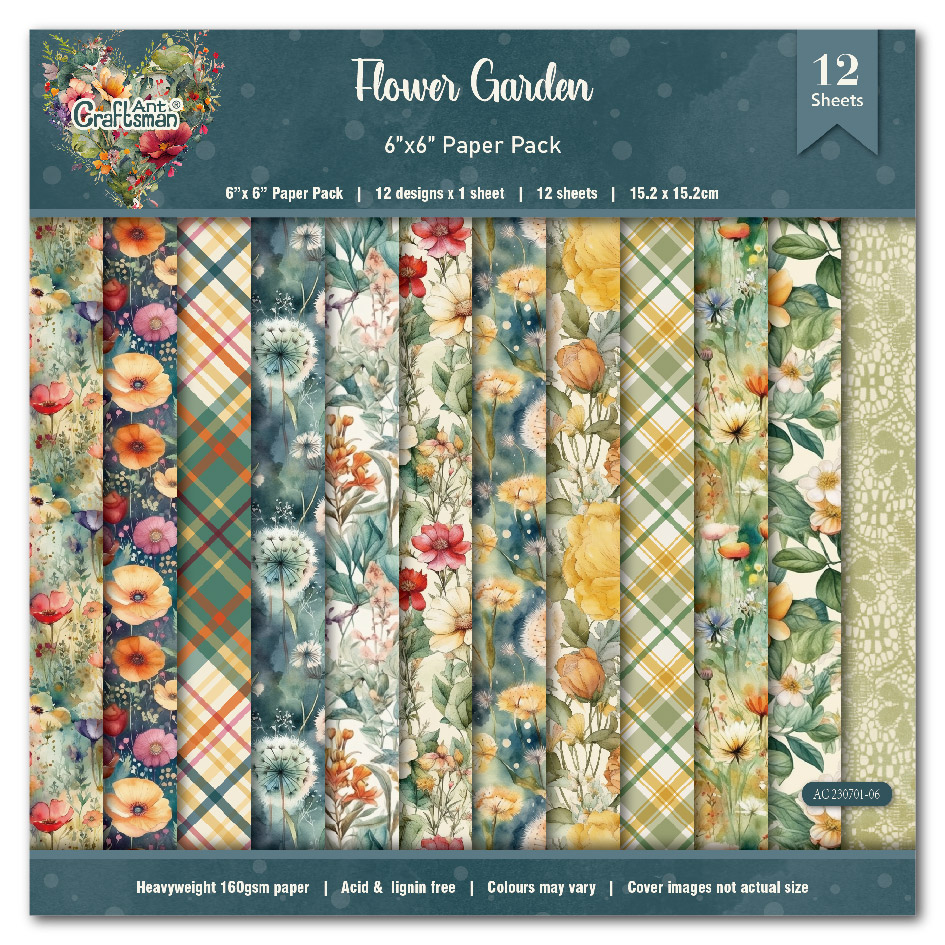 6 inch paper pack -Planners/ Scrapbooks /Cards / Journals / Photo Album DIY craft materials - (Flower Garden) 12sheets  AC230701-06 Application Scenario