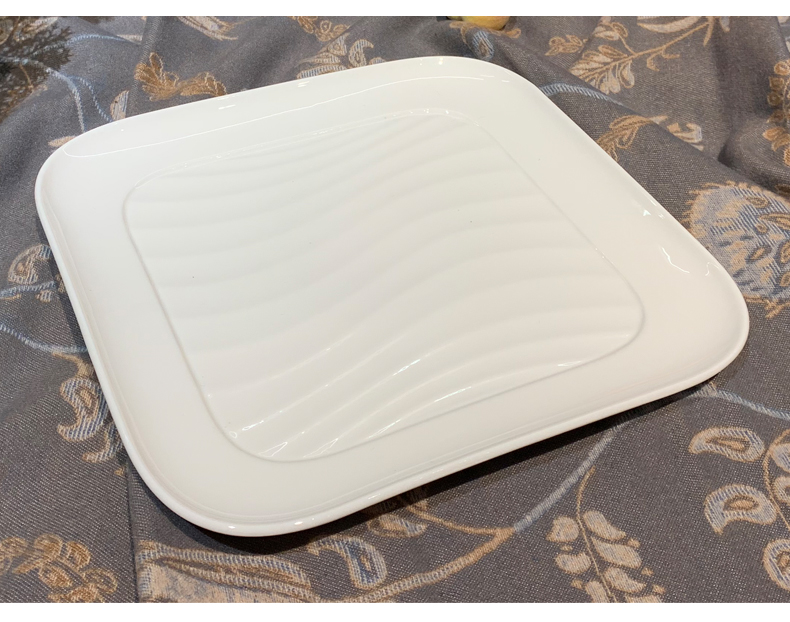 酒店用品陶瓷餐具9寸11寸13寸四方盘纯白陶瓷炒菜盘低骨瓷会所日料店浅盘西餐盘餐厅饭店餐具批发可定制详情6