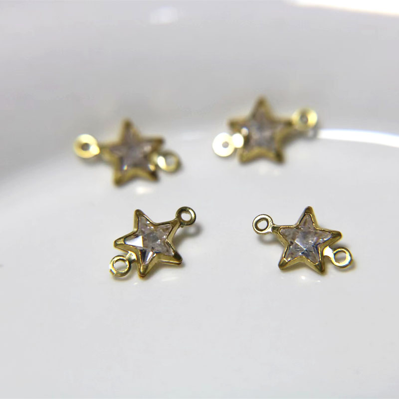 Five-pointed star zircon accessories, white double-edged copper accessories, zircon claws can be made into earrings and necklaces Specification image