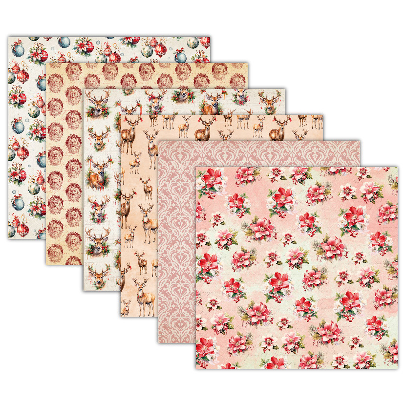 6 inch paper pack -Planners/ Scrapbooks /Cards / Journals / Photo Album DIY craft materials - ( At Christmas Time )  12 sheets - AC230802-06 Application Scenario