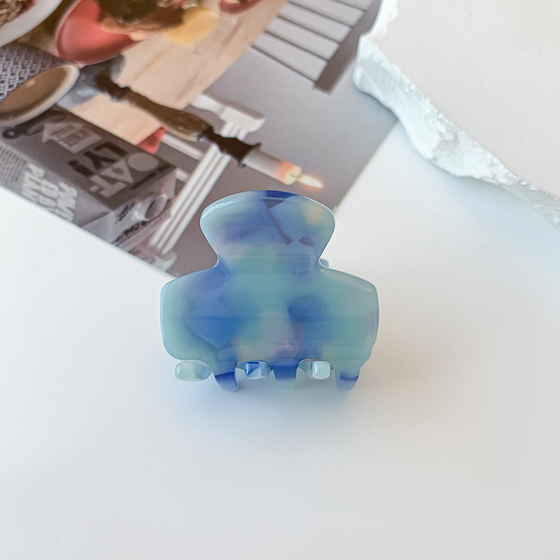 Blue 4 Korean acetic acid leopard print hair clip for girls, small back of the head, hairpin for fixing hair, exquisite hairpin, hairpin headwear