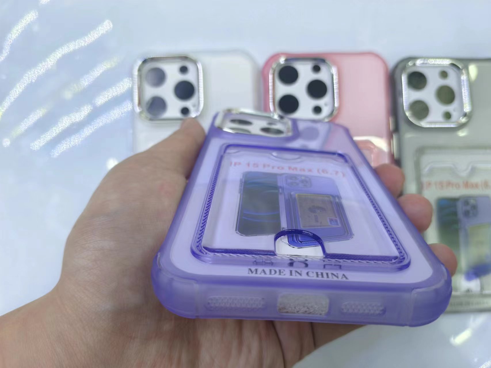 Transparent electroplated card case phone case Item Picture