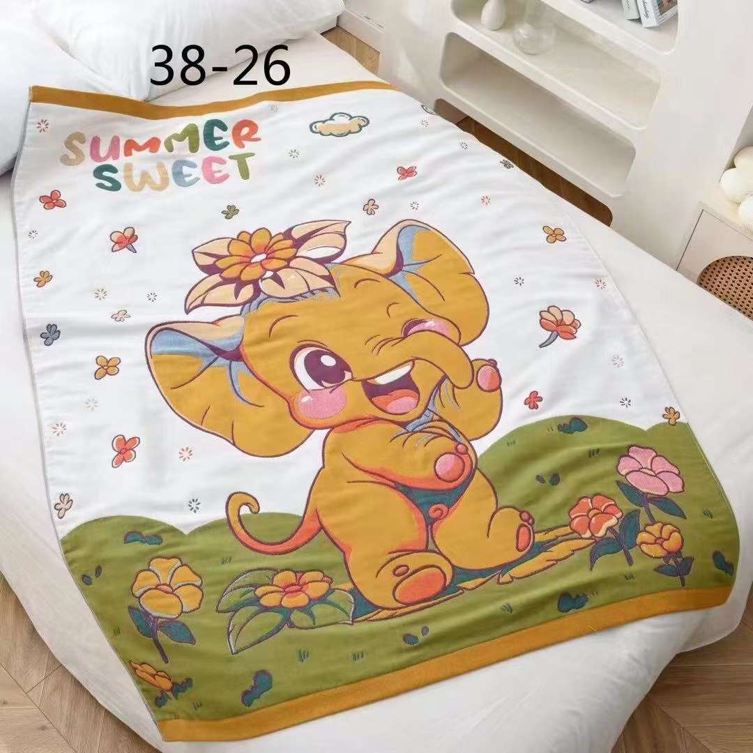 纯棉十层纱布卡通动物面包被夏凉被空调被被子母婴双面母婴可水洗120*150cm详情图9