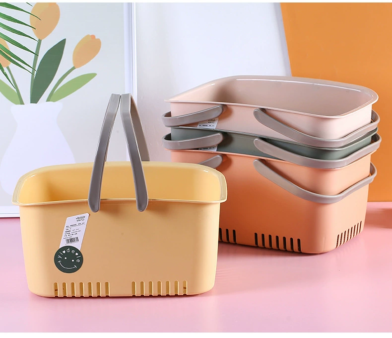Y165-6041 plastic square storage basket, kitchen organizing basket, fruit and vegetable basket, hand-held storage basket detail image 6