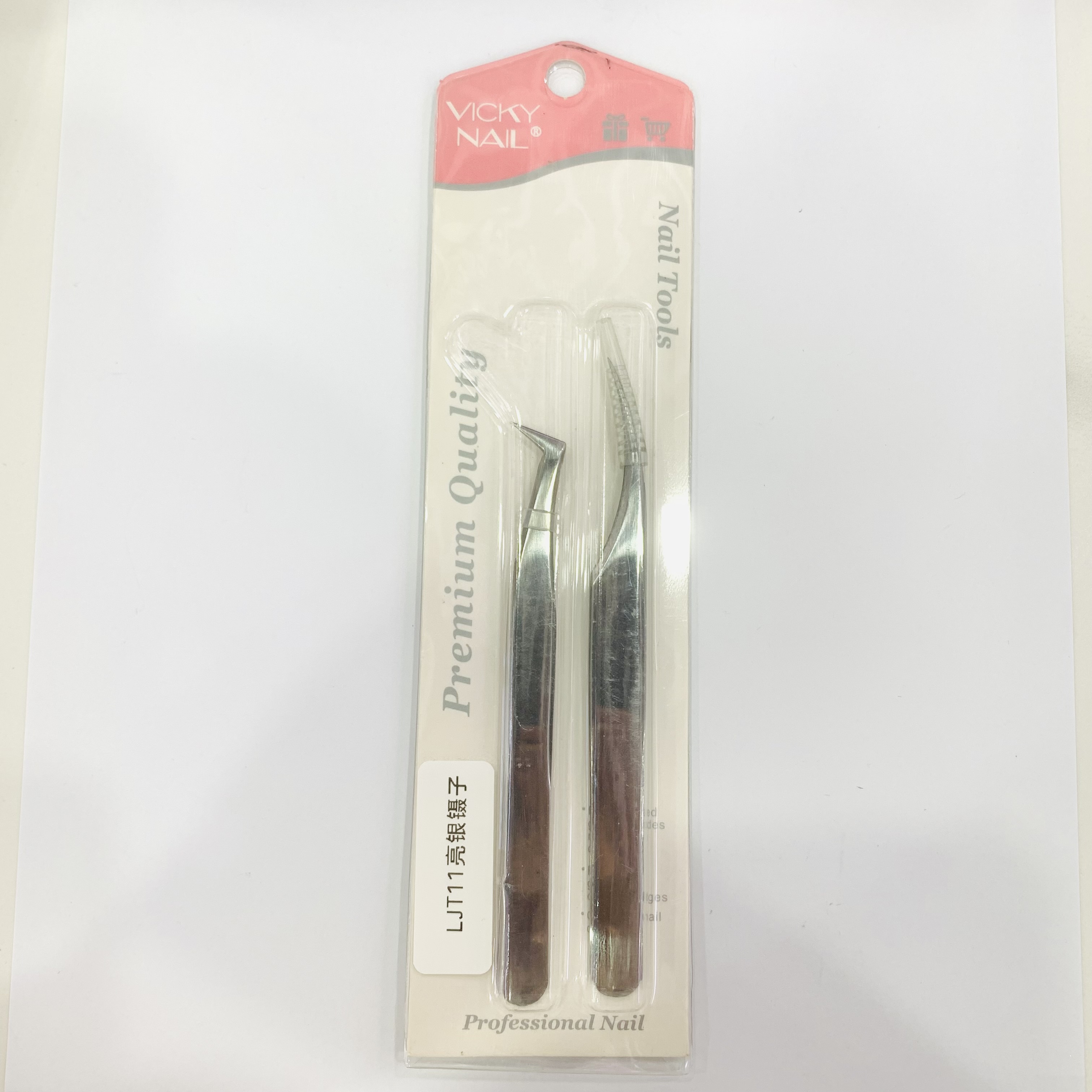 LJT11 Bright Silver Tweezers Dolphin Clip 7 Pin clip Nail Nail Stick Drill eyelash Nail Manicure tool