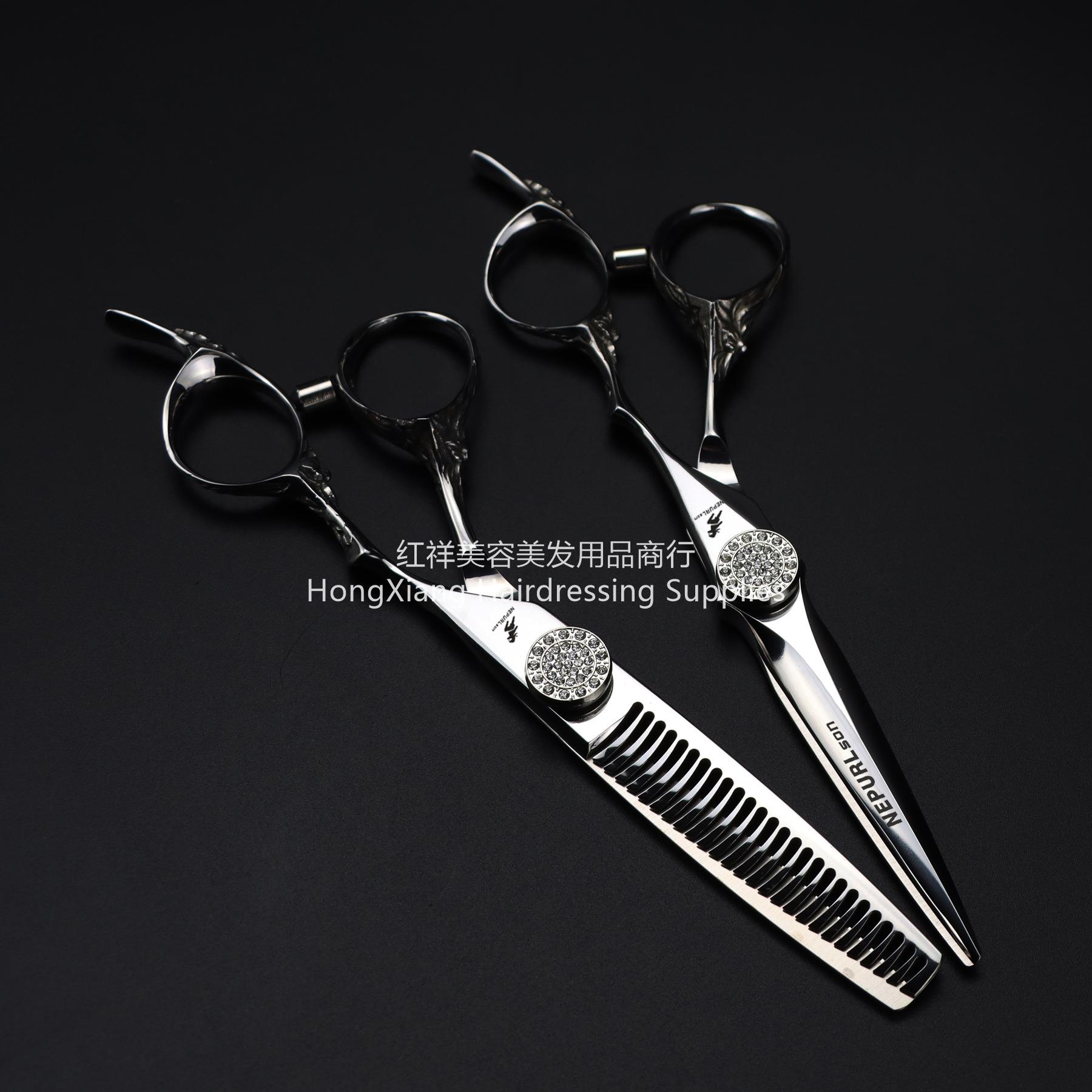 6.0 inch flower handle full star brick hair scissors Hair scissors flat scissors antler teeth scissors