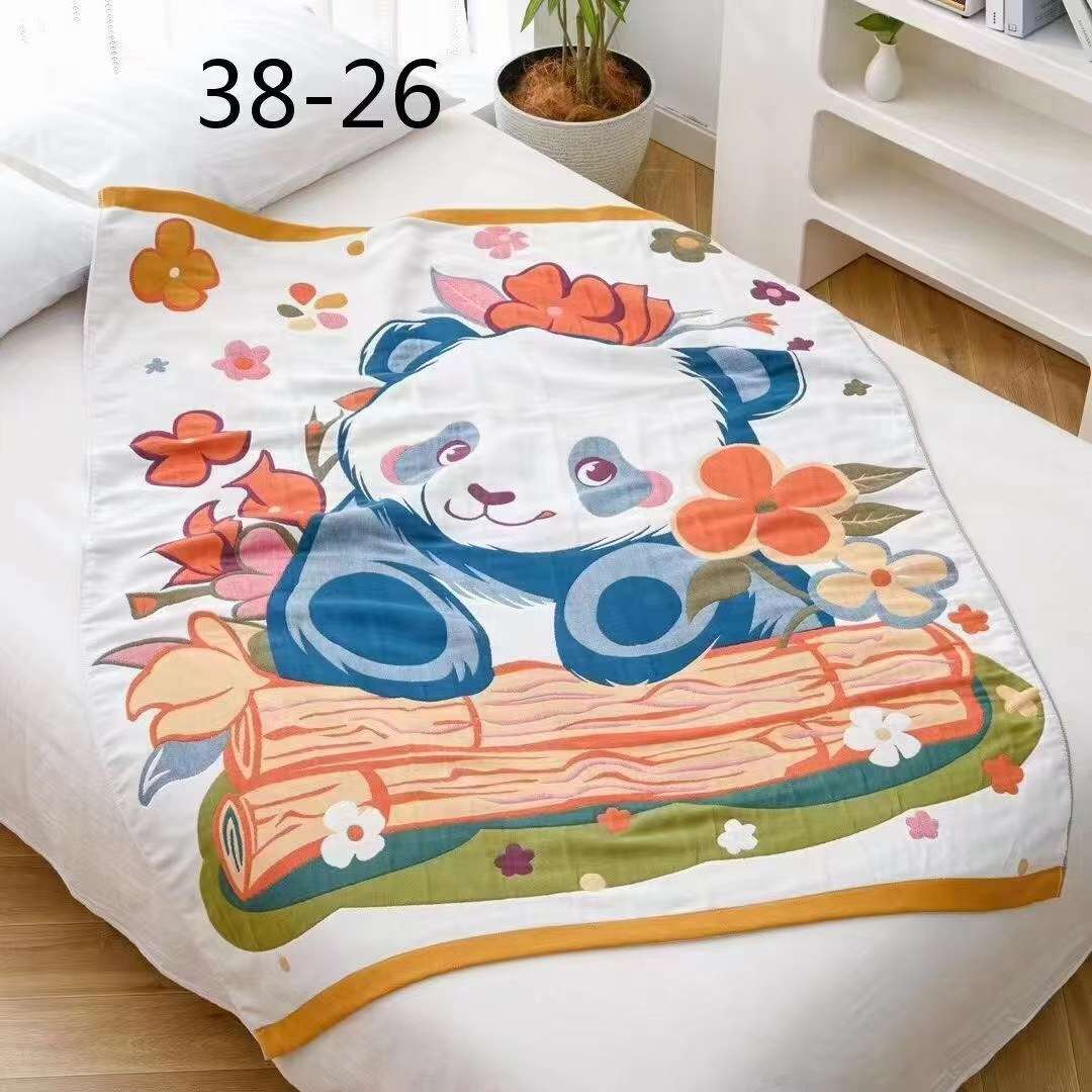 纯棉十层纱布卡通动物面包被夏凉被空调被被子母婴双面母婴可水洗120*150cm详情图7