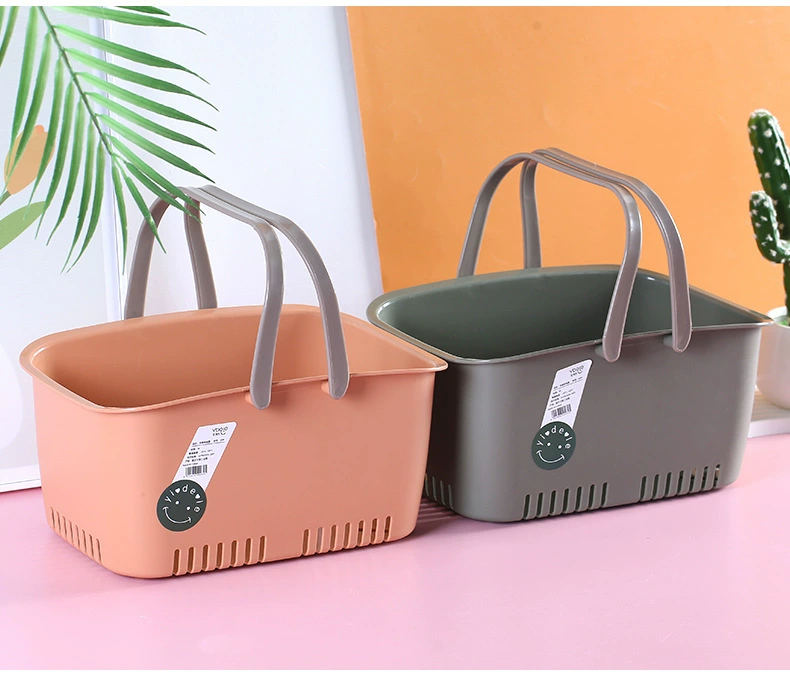 Y165-6041 plastic square storage basket, kitchen organizing basket, fruit and vegetable basket, hand-held storage basket Specification image