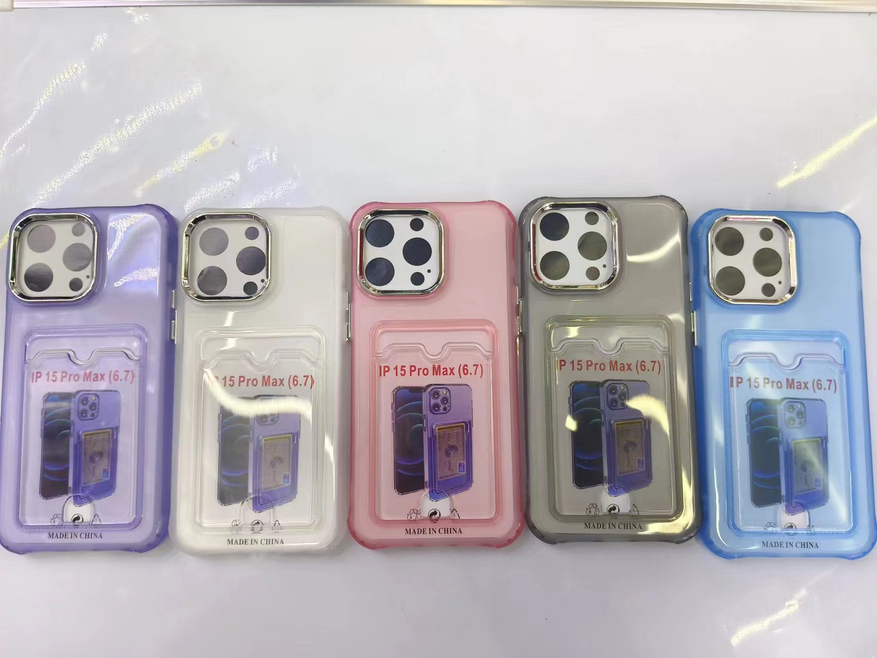 Transparent electroplated card case for mobile phone
