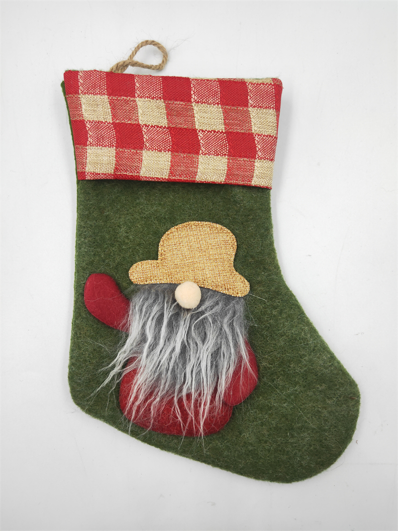 Cheung Chau Christmas Cross Border Hot Sale Linen Border Socks Gift Bag Christmas Faceless Old Man Socks Candy Decoration Gift Bag details Picture