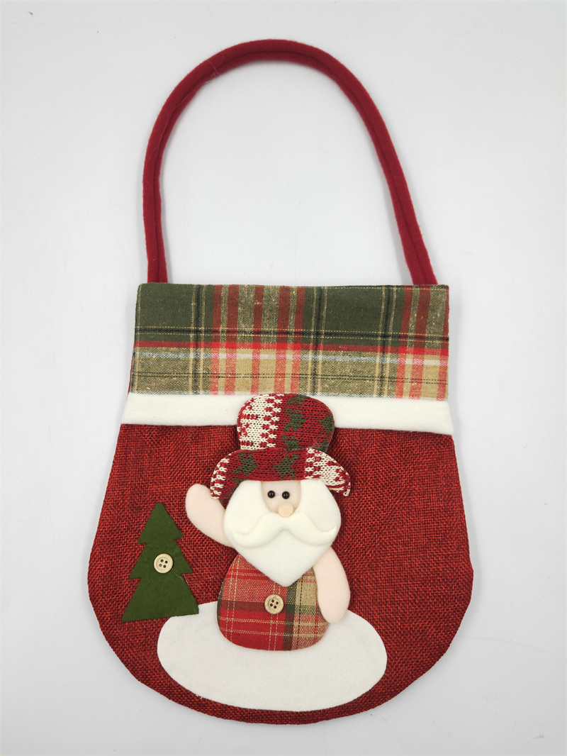 Cheung Chau Christmas Linen Edge Carry-On Gift Bag Snowman Claus Stocking Ornament Gift Bag Item Picture