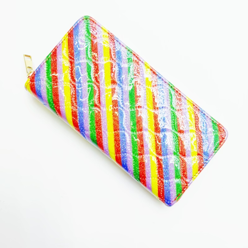 New ultrasonic iridesy embossed wallet from Yiwu factory, high-quality, popular European and American mobile phone cases, large-capacity card cases, gift promotion, sample customization, cross-border exclusive supply, factory direct sales, OEM private label processing, market store Specification image