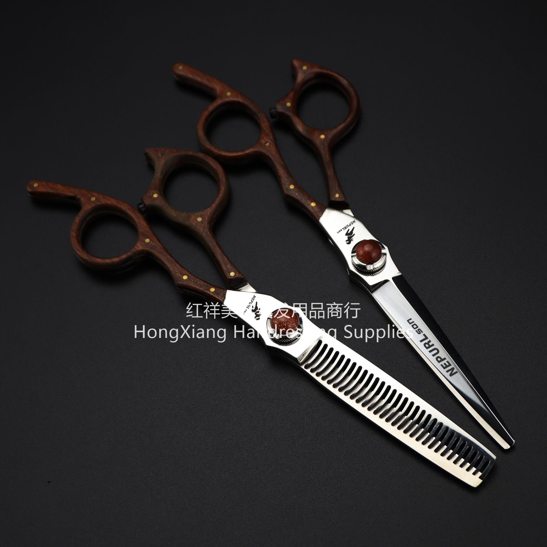 6.0 inch snow sandalwood handle Hair scissors Hair scissors Flat scissors bangs scissors teeth scissors thin scissors