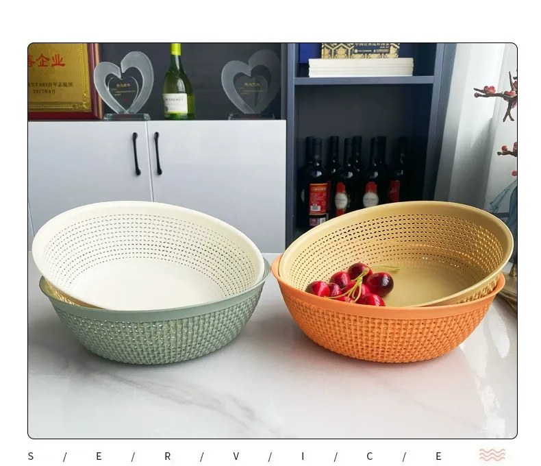 Y165-8287 round draining basket, fruit basket, desktop storage box, household storage basket, kitchen storage vegetable basket detail image 6