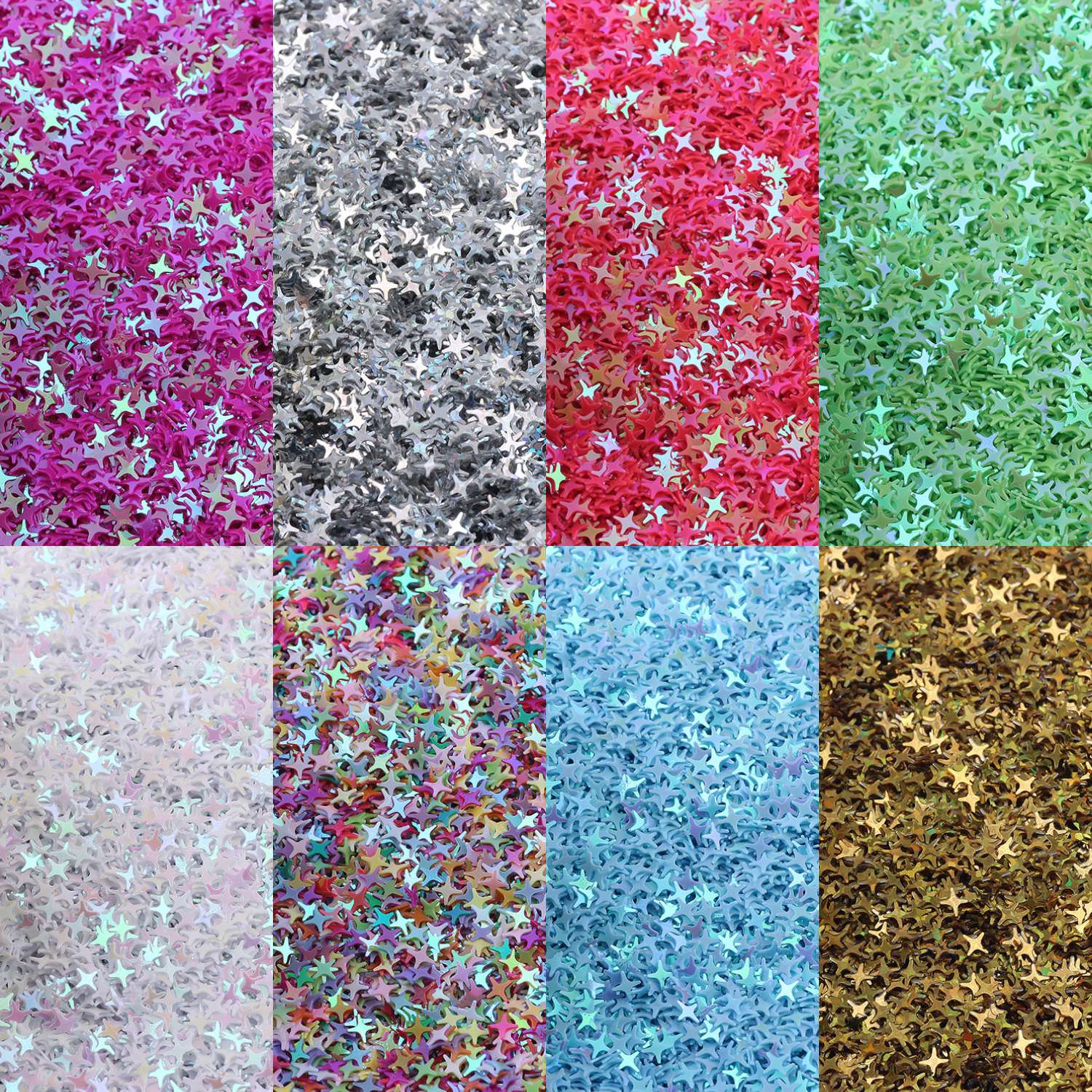 4mm four-pointed star sequins, small decorations, DIY handmade accessories for children, handicraft ornaments, decorative accessories, 500g per pack details Picture