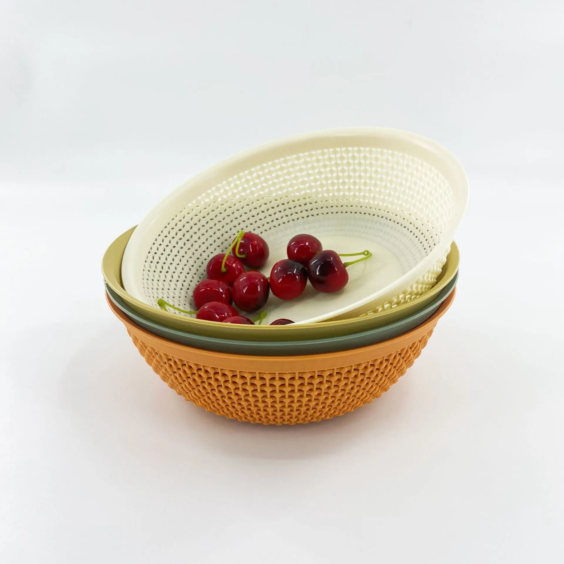 Y165-8287 round draining basket, fruit basket, desktop storage box, household storage basket, kitchen storage vegetable basket detail image 7