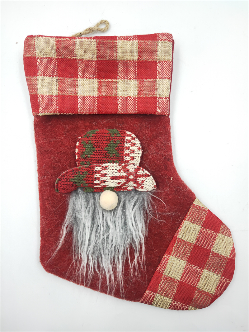 Cheung Chau Christmas Cross Border Hot Sale Linen Border Socks Gift Bag Christmas Faceless Old Man Socks Candy Decoration Gift Bag Application Scenario