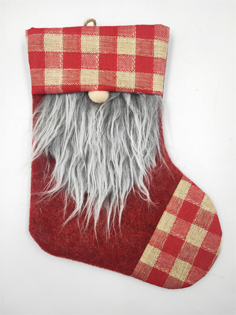 Cheung Chau Christmas Cross Border Hot Sale Linen Border Socks Gift Bag Christmas Faceless Old Man Socks Candy Decoration Gift Bag Specification drawing