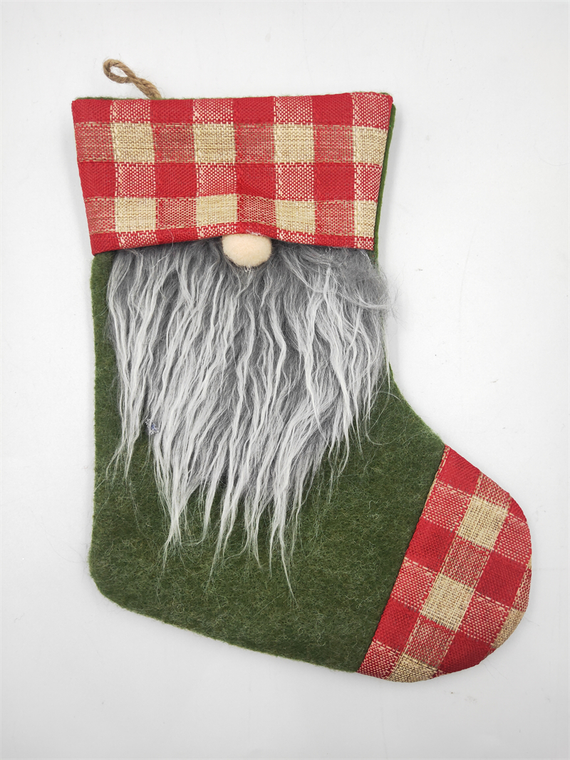 Cheung Chau Christmas Cross Border Hot Sale Linen Border Socks Gift Bag Christmas Faceless Old Man Socks Candy Decoration Gift Bag