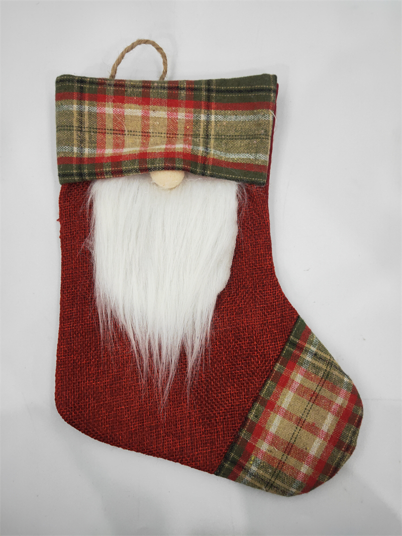 Cheung Chau Christmas Linen Border Stocking Gift Bag Snowman Claus Stocking Candy Ornament Gift Bag Item Picture