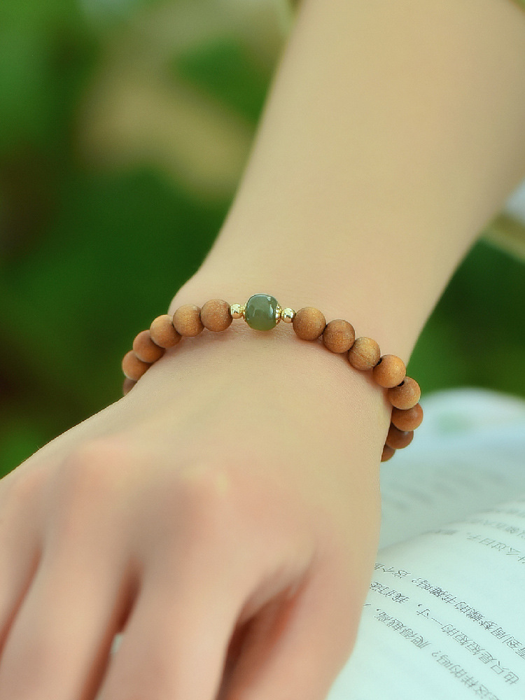 老山檀手串自带香味印度老山檀香手串女配和田玉手链详情图3