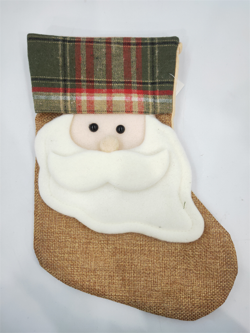 Cheung Chau Christmas Linen Border Stocking Gift Bag Snowman Claus Stocking Candy Ornament Gift Bag Specification drawing