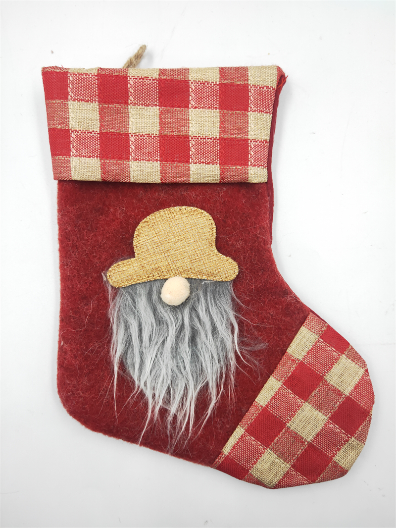 Cheung Chau Christmas Cross Border Hot Sale Linen Border Socks Gift Bag Christmas Faceless Old Man Socks Candy Decoration Gift Bag Item Picture