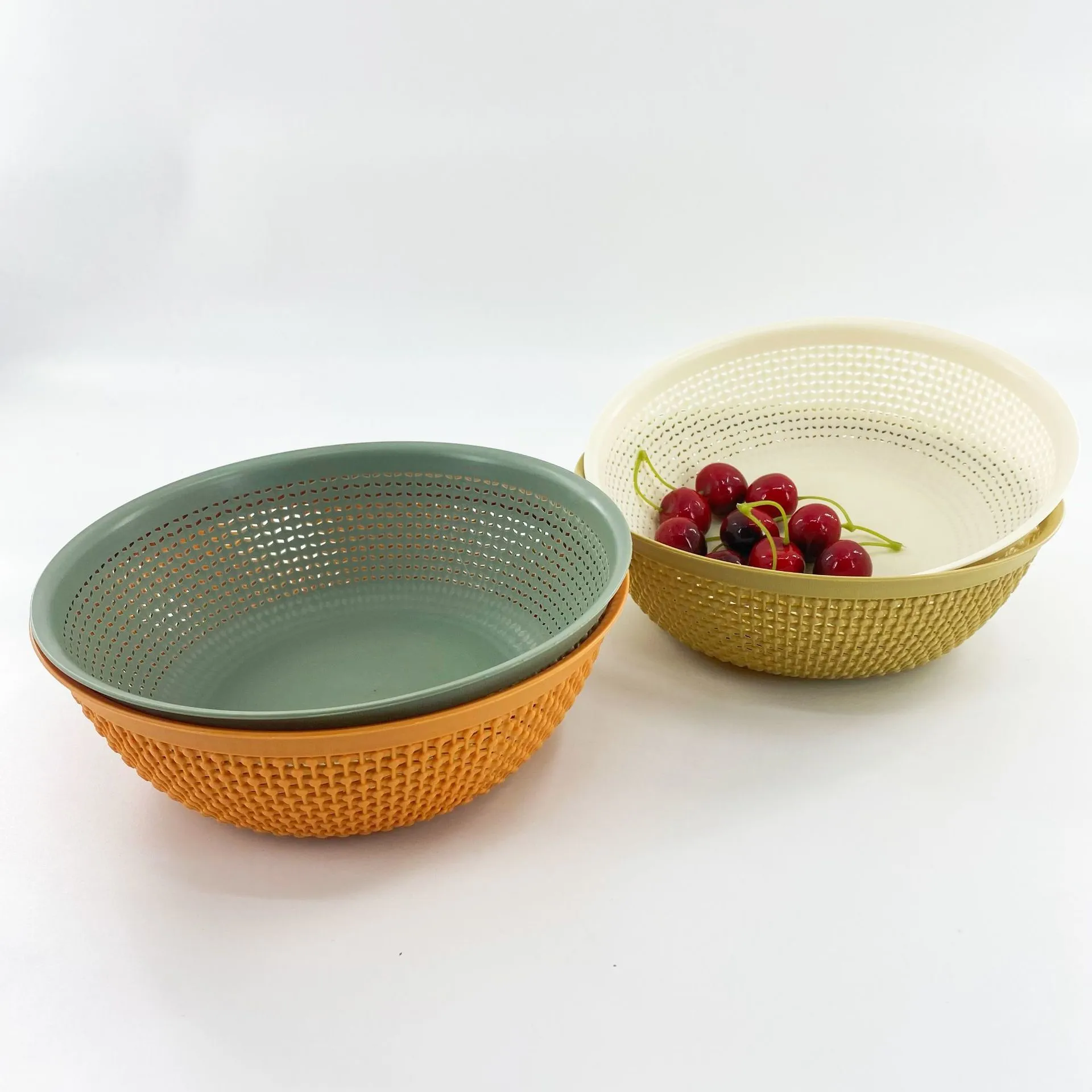 Y165-8287 round draining basket, fruit basket, desktop storage box, household storage basket, kitchen storage vegetable basket detail image 9