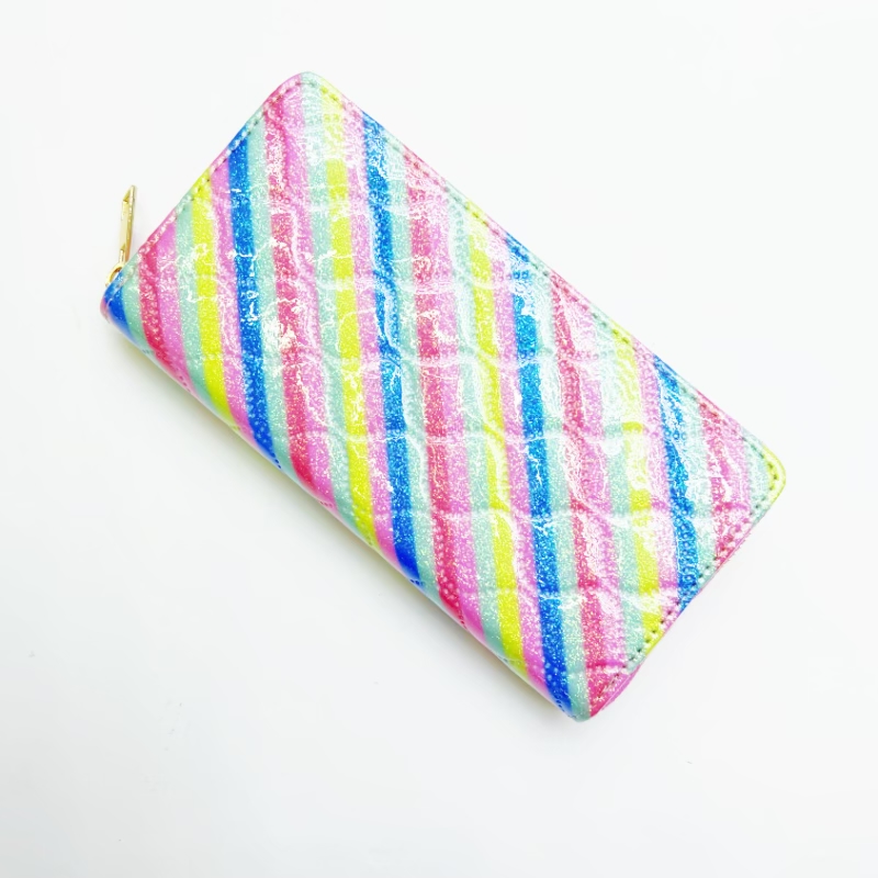 New ultrasonic iridesy embossed wallet from Yiwu factory, high-quality, popular European and American mobile phone cases, large-capacity card cases, gift promotion, sample customization, cross-border exclusive supply, factory direct sales, OEM private label processing, market store details Picture
