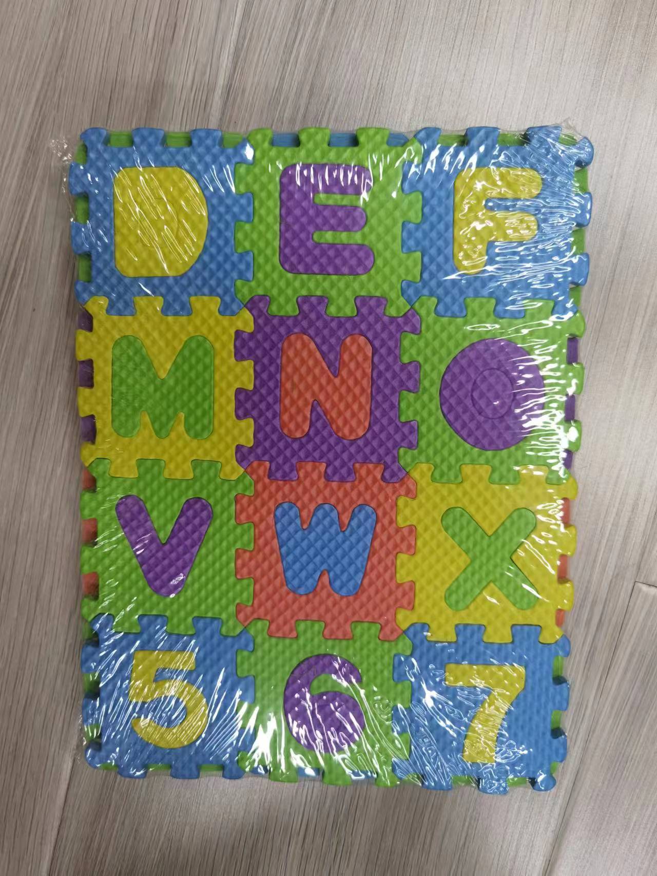 6mm thick small EVA puzzle floor mat, 36 pieces of English letters and numbers, foamed puzzle mat, children's manual puzzle, small floor mat, children's educational cognitive toy puzzle, size 7*7CM Specification drawing